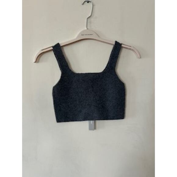NWT Everlane by Anthropologie Stretch Crop Top Heather Charcoal Gray Size Small - Picture 1 of 5